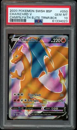 PSA 10 Charizard V SWSH050 Pokemon TCG Champions Path Elite Trainer Box Full Art - Image 1