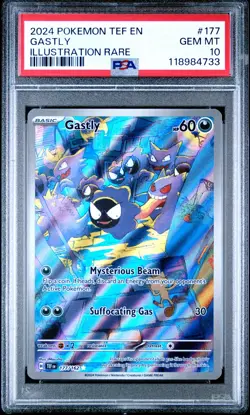 2024 POKEMON TEF EN-TEMPORAL FORCES ILLUSTRATION RARE #177 GASTLY PSA 10 - Image 1