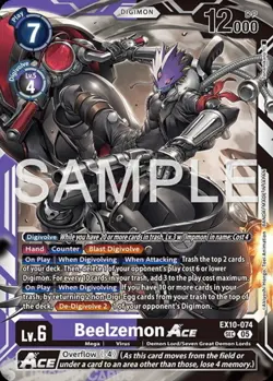 EX10-074 Beelzemon ACE : Secret Rare Digimon Card : EX10: Sinister Order - Image 1