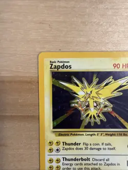 Zapdos Base Set Holo Unlimited Rare Card 16/102 LP Condition Pokemon TCG Card - Image 2