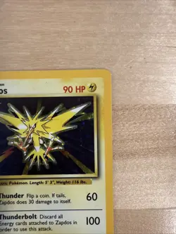 Zapdos Base Set Holo Unlimited Rare Card 16/102 LP Condition Pokemon TCG Card - Image 3
