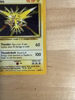 Zapdos Base Set Holo Unlimited Rare Card 16/102 LP Condition Pokemon TCG Card - Image 4