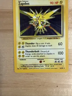 Zapdos Base Set Holo Unlimited Rare Card 16/102 LP Condition Pokemon TCG Card - Image 5