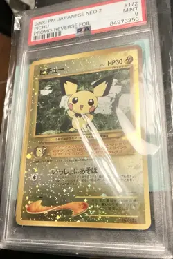 Pokemon TCG Neo Premium File 2 Pichu No.172 Promo Reverse Holo Card NM W/Swirl - Image 1