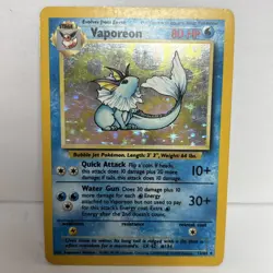 Pokemon TCG Vaporeon Holo Rare Card 12/64 Jungle No Symbol Error - LP+ - Image 1
