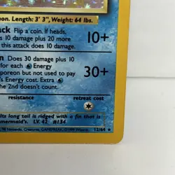 Pokemon TCG Vaporeon Holo Rare Card 12/64 Jungle No Symbol Error - LP+ - Image 4