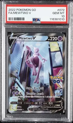 2022 POKEMON GO #072 FULL ART/MEWTWO V PSA 10 - Image 1