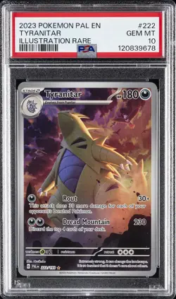 2023 POKEMON PAL EN-PALDEA EVOLVED ILLUSTRATION RARE #222 TYRANITAR PSA 10 - Image 1