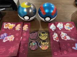 Pokemon 2025 Holiday Calendar Promo Items--Pokeballs, Stickers, Coins LOT - Image 1