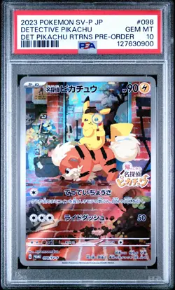 2023 POKEMON JPN SV-P PROMO #098 DETECTIVE PIKACHU PSA 10 - Image 1