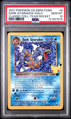2021 POKEMON CELEBRATIONS CLASSIC COLL #8 DARK GYARADOS-HOLO PSA 10 - Image 1