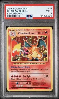2016 POKEMON XY EVOLUTIONS 11/108 CHARIZARD HOLO EVOLUTIONS PSA 9 MINT GRADED - Image 1