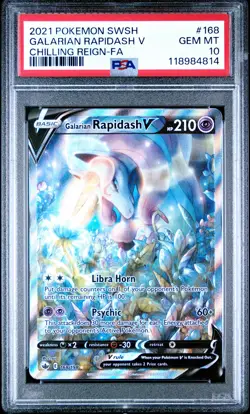 2021 POKEMON SWORD & SHIELD CHILLING REIGN FULL ART/GALARIAN RAPIDASH V PSA 10 - Image 1