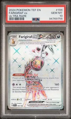 Pokemon 2024 Temporal Forces Ultra Rare FARIGIRAF Ex #194 PSA 10 Gem - Image 1