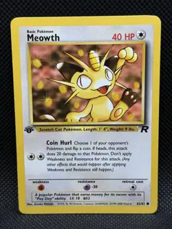 1st Edition Meowth 62/82 Team Rocket WOTC Vintage Pokemon Card TCG NM - Image 1