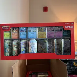 PokemonTCG Prismatic Evolutions Costco 8 Mini-Tin Bundle w Promo Cards (IN HAND! - Image 1
