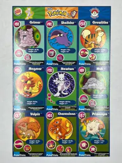 1999 Burger King Pokemon Cards Uncut Sheets Nearly Complete Set - 17 of 20 - Image 2