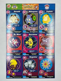 1999 Burger King Pokemon Cards Uncut Sheets Nearly Complete Set - 17 of 20 - Image 3