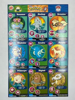 1999 Burger King Pokemon Cards Uncut Sheets Nearly Complete Set - 17 of 20 - Image 4