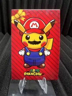 Mario Pikachu - Cracked Ice Holo - Christmas Card Database - Pokemon NM - Image 1