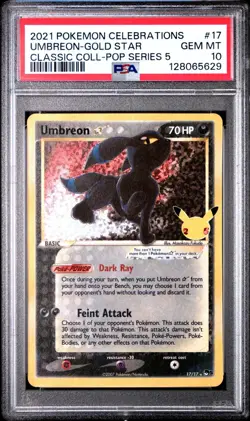 2021 POKEMON CELEBRATIONS CLASSIC COLL #17 UMBREON-GOLD STAR PSA 10 - Image 1