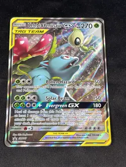 Pokemon TCG Celebi & Venusaur GX SM167 Alternative Art Tag Team Promo - Image 1