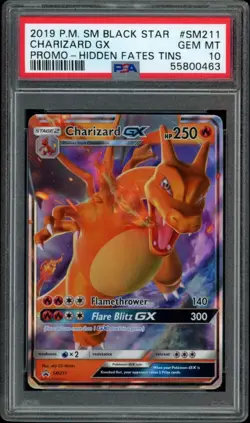 Pokemon Sun and Moon Hidden Fates Charizard GX SM211 Tin Promo PSA 10 GEM MINT - Image 1