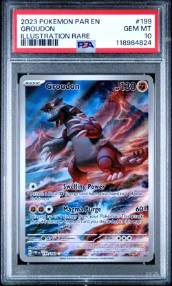 2023 POKEMON PAR EN-PARADOX RIFT ILLUSTRATION RARE #199 GROUDON PSA 10 - Image 1