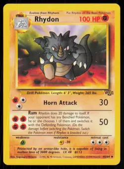 1999 Pokemon Vintage WOTC Jungle Rhydon #45 - Poor - Image 1