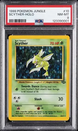 1999 POKEMON JUNGLE #10 SCYTHER-HOLO PSA 8 - Image 1