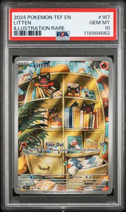 2024 POKEMON TEF EN-TEMPORAL FORCES ILLUSTRATION RARE #167 LITTEN PSA 10 - Image 1