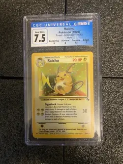 Pokemon 1999 Fossil Unlimited Set - Raichu Holo CGC 7.5 - Image 1