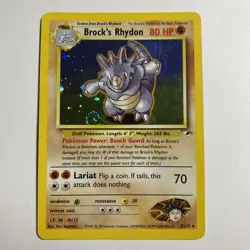 Pokemon TCG Brock’s Rhydon Holo Rare 2/132 - Gym Heroes WOTC 2000 - Swirl LP - Image 1