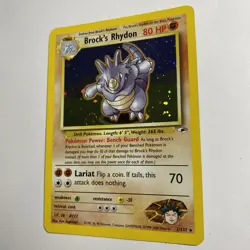 Pokemon TCG Brock’s Rhydon Holo Rare 2/132 - Gym Heroes WOTC 2000 - Swirl LP - Image 2