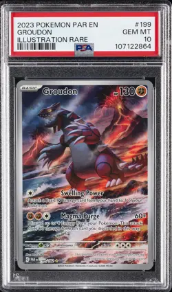 2023 POKEMON PAR EN-PARADOX RIFT ILLUSTRATION RARE #199 GROUDON PSA 10 - Image 1