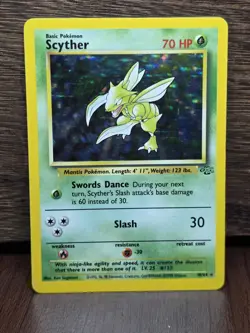 Pokemon TCG Scyther Jungle 10/64 Holo Unlimited Holo Rare LP - Image 1