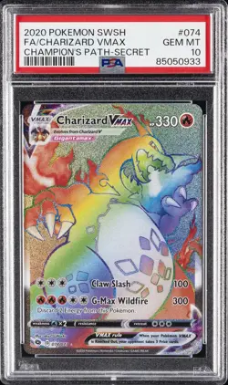 2020 POKEMON SWORD & SHIELD CHAMP'S PATH SECRET FULL ART/CHARIZARD VMAX PSA 10 - Image 1