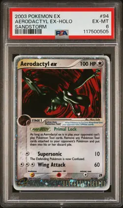 2003 POKEMON EX SANDSTORM #94 AERODACTYL EX-HOLO PSA 6 - Image 1