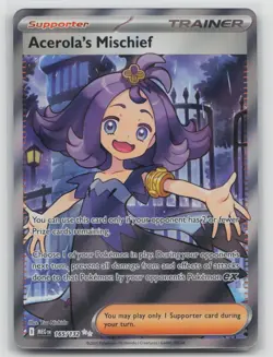 Pokemon Card Acerola's Mischief Ultra Rare ME01: Mega Evolution 165/132 NM - Image 1