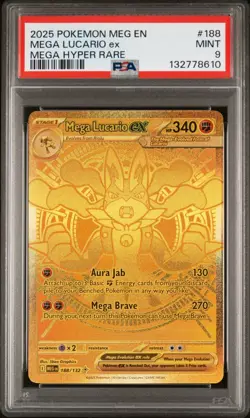 Pokemon Mega Lucario ex Mega Evolutions #188 Graded Card PSA 9 - Image 1
