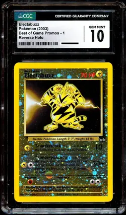 CGC 10 GEM MINT Electabuzz # 1 REVERSE HOLO Best of Game PROMO Pokemon Card - Image 2
