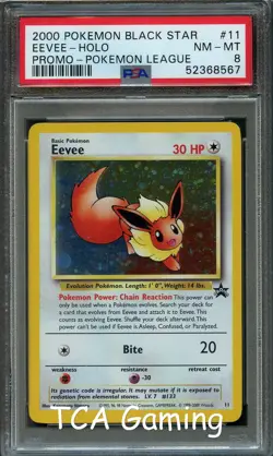 PSA 8 NM-MINT Eevee # 11 WOTC Black Star Promo HOLO Pokemon Card - Image 1