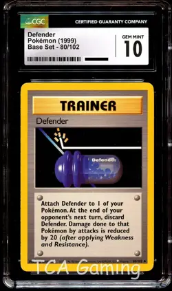 CGC 10 GEM MINT Defender 80/102 Base Set Pokemon Card - Image 1