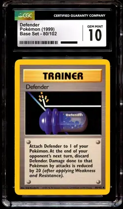 CGC 10 GEM MINT Defender 80/102 Base Set Pokemon Card - Image 2
