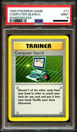 PSA 9 MINT Computer Search 71/102 SHADOWLESS Base Set RARE Pokemon Card - Image 2