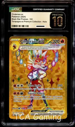 CGC 10 PRISTINE Cinderace Ex SVP163 SVP 163 Gold FULL ART PROMO Pokemon Card - Image 1