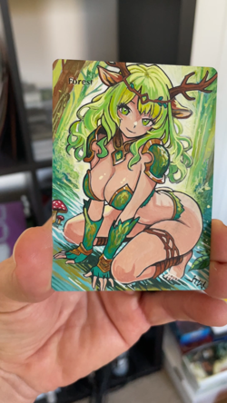 Magic MTG Altered Painted Forest Fawn Anime Girl by white_alters - Image 2