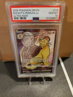 Pokemon PSA 10 GEM MINT Team Rocket's Persian ex 219/182 Destined Rivals - Image 1