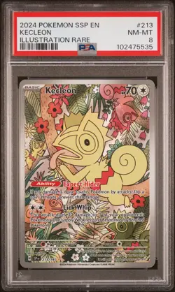 2024 POKEMON SSP EN-SURGING SPARKS ILLUSTRATION RARE #213 KECLEON PSA 8 - Image 1