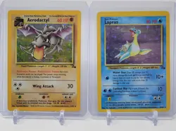 1999 Pokemon Fossil: Holo Rare Aerodactyl & Lapras - 1/62 & 10/62 - Vintage WOTC - Image 1